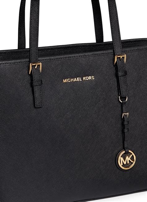 michael kors jet set travel east west tote black|black saffiano leather tote.